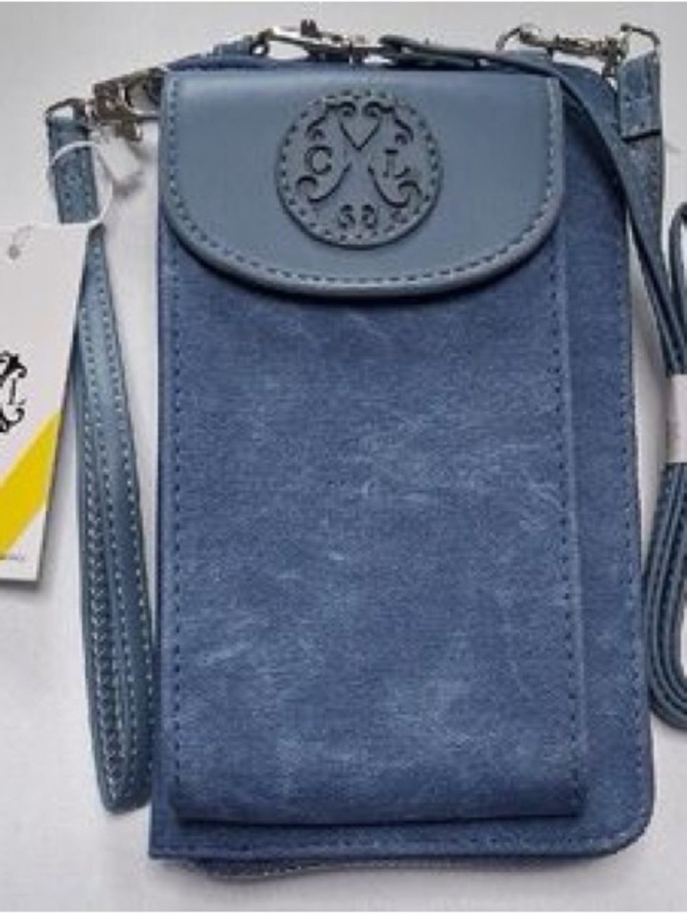 Christian Lacroix Blue Suede Crossbody Phone Bag - Picture 2 of 4